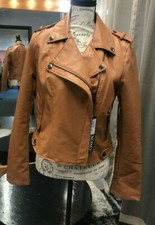 Nwt $155 Xoxo Womens Large Moto Zipper Side Pockets Jacket Brown