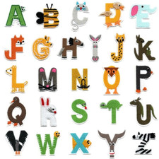 Animal Alphabet Monogram Letter Patch, Iron On/Sew On