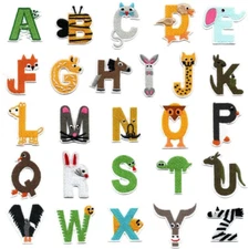 Animal Alphabet Monogram Letter Patch, Iron On/Sew On