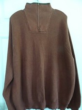 Arrow Men's Size XXL L. Sleeve Cotton Sweater-Rust-Front Neckline Zipper-EUC