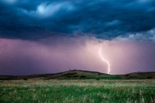 Lightning Photography Print: Kansas Stormy Night Sky Weather Plains Storm Photo