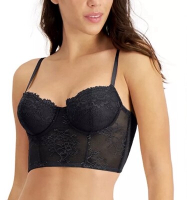 I.N.C. International Concepts Women's Black Lace Fringe Bustier Lingerie NWT