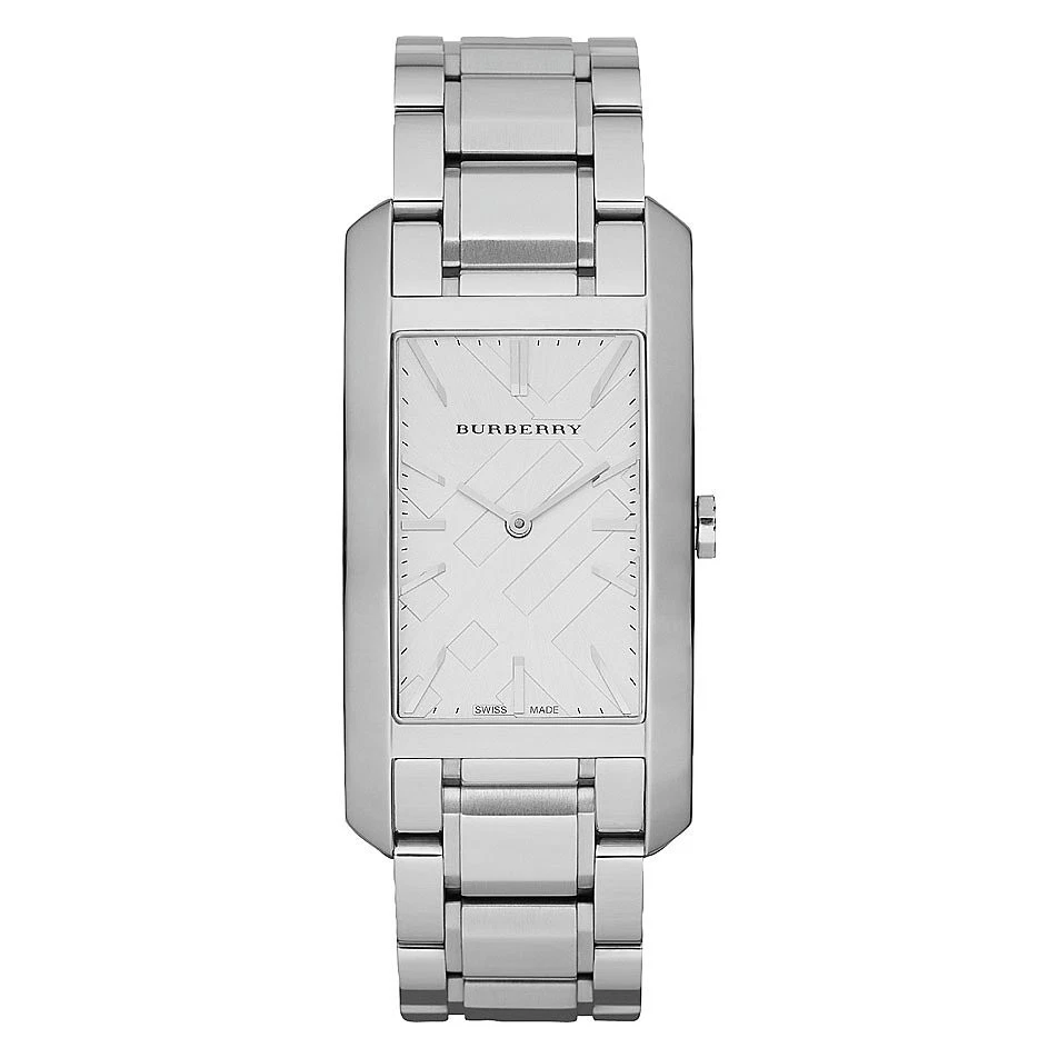 OROLOGIO BURBERRY BIANCO INCISO QUADRANTE ARGENTO LUCIDO CINTURINO ACCIAIO BU9400