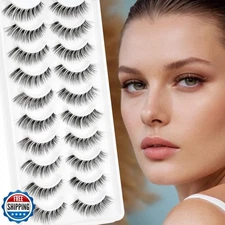 False Eyelashes Natural Lashes Wispy - 0.1mm Ultra Thin Clear Band 12mm Pesta