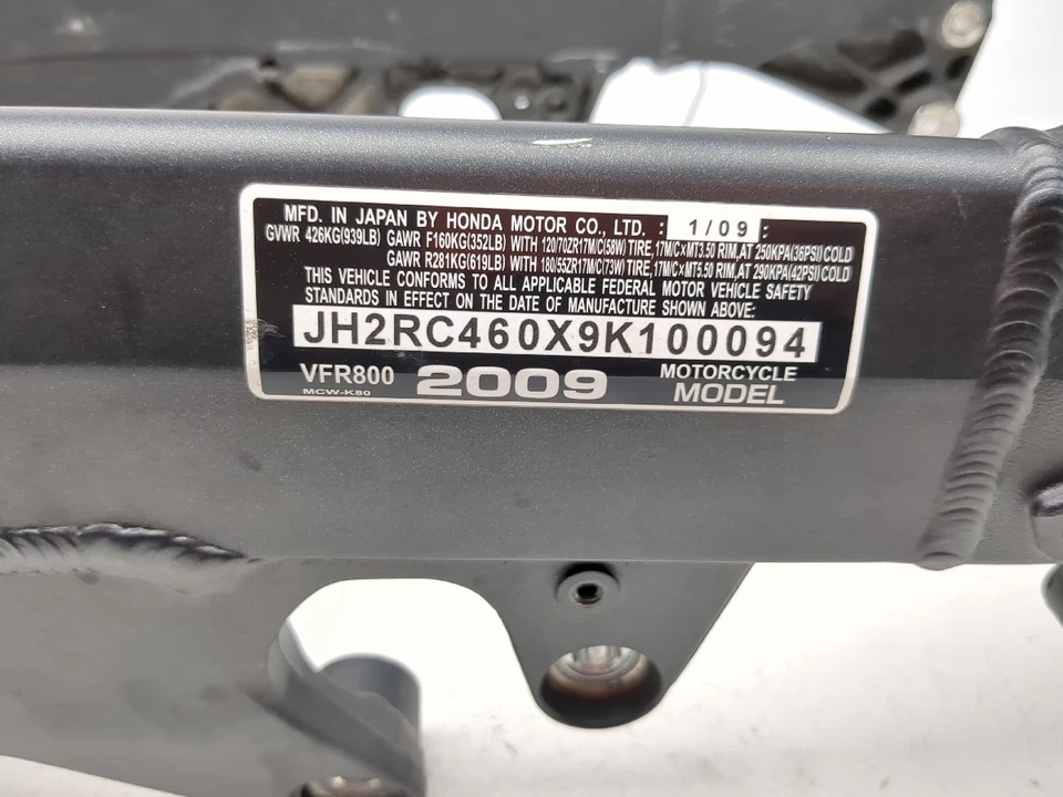 09 Honda VFR800 Interceptor Main Frame Chassis STRAIGHT SLVG - Image 4 of 4