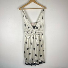 Victoria  s Secret Angels Off White Black Floral Babydoll Slip dress LARGE Y2K