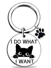 Funny Cat Keychain Cute Cats Lovers Gifts Black Cat Stuff for Girls Christmas...