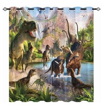 Dinosaur Curtains Jungle Dino Print Pattern Eyelet Blackout Thermal