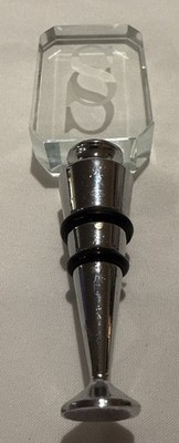 Crystal Etched Engraved Glass Wine Bottle Stopper Monogrammed Initial  S 
