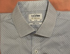 Men’s TM Lewin Navy & White Pattern Shirt Excellent Condition Once Worn UK 16