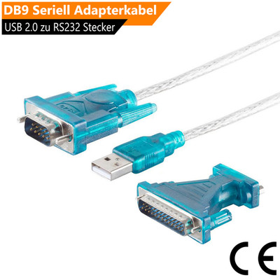 USB 2.0 zu RS232 Stecker DB9 Seriell Adapterkabel USB- Stecker A an 9pol Stecker