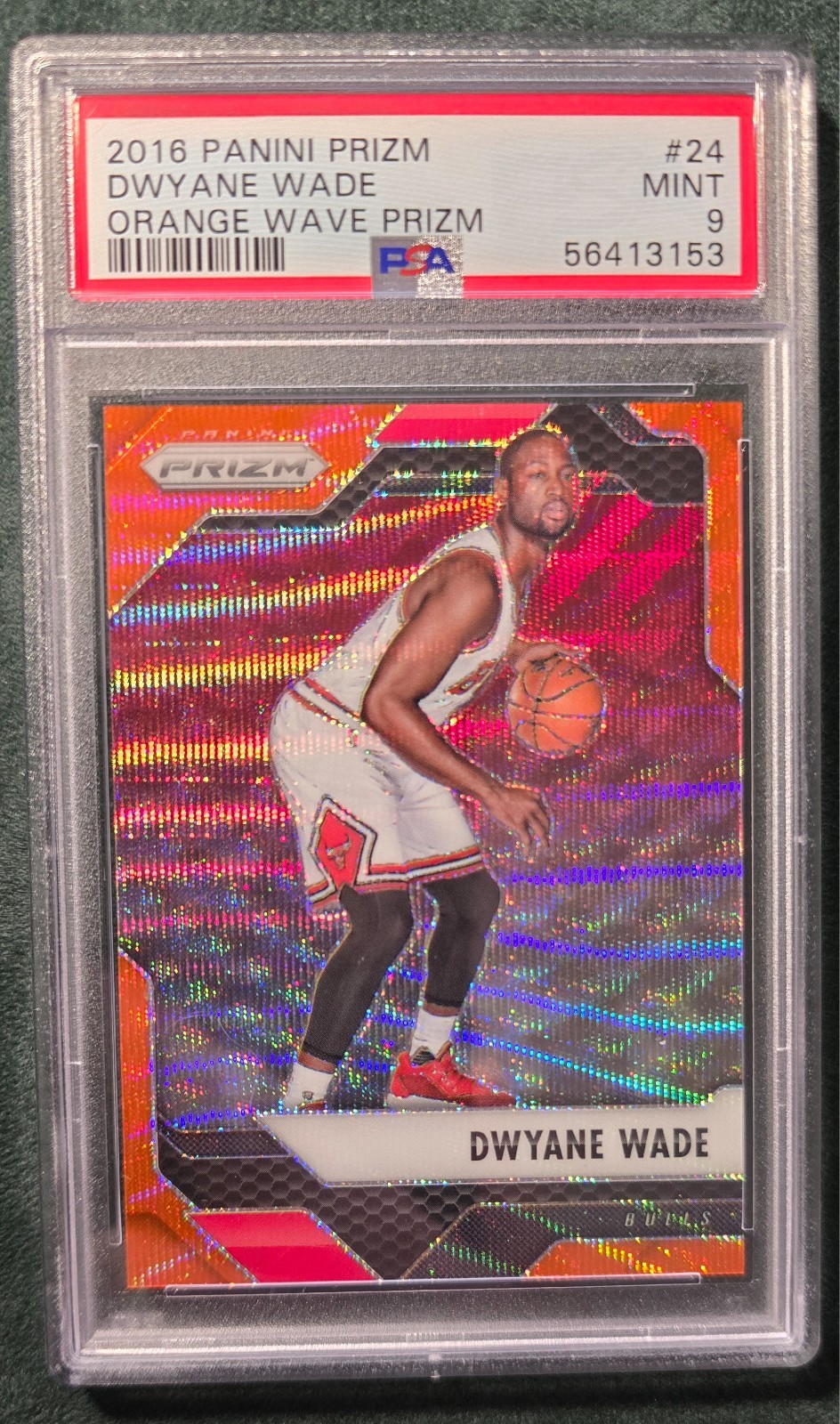2016-17 Panini Prizm Dwyane Wade Orange Wave Prizm /25 #24 PSA 9 SSP "POP 2"