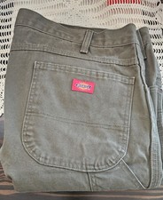 Dickies Men Pants 44X32 Green CarpenterDuck Utility Work Jean Great