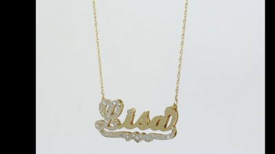 Natural Diamond Lisa Shadow Style Nameplate Necklace .15CT 14K