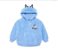 Adorable Toddler Bluey Cozy Sherpa Hooded Sweatshirt Hoodie With Ear Size 2T NWT