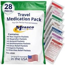 7-in-1 Travel Medicine Kit - TSA Approved First Aid Essentials, Compact & Portab