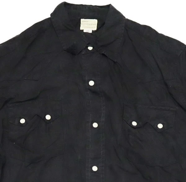 Camisa Western Ls53 Ware House Vintage Manga Larga 40 Rayón Negro Puntada de Cadena Le Foto 3 de 4