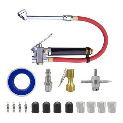 #ad Heavy Duty Bayonet Tire Inflator Air Chuck 0200PSI Pressure Gauge 17 PCS $23.28