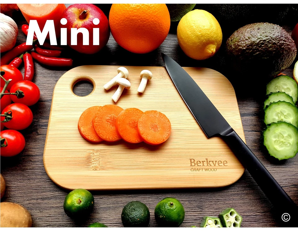 Bamboo Cutting Board Set - 2 Mini Lightweight FSC-Certified BPA-Free Foto 2 de 4