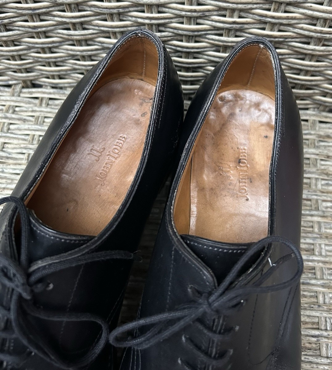 靴 JOHN LOBB BORDOR UK7E 8896 John Lobb Bordor Black Calfskin Split Toe U-Tip Derby