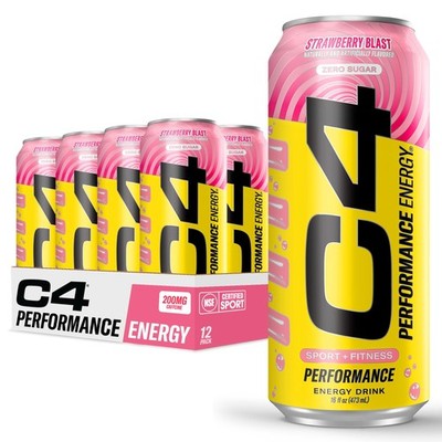 Cellucor C4 Performance Energy Drink | Strawberry Blast | Zero Sugar Carbonat...