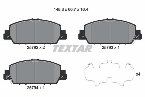 Textar Bremsbelagsatz Scheibenbremse 2579201 FüR Ru Accord Ix Honda Hr 5 Cr Rv-image