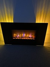 Be Modern 1006S Wall Mounted Electric Fireplace - Black Glass LED 2kW Heater