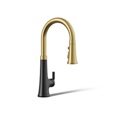 Kohler Touchless Pull Down Sprayer Kitchen Faucet in Matte Black with brass