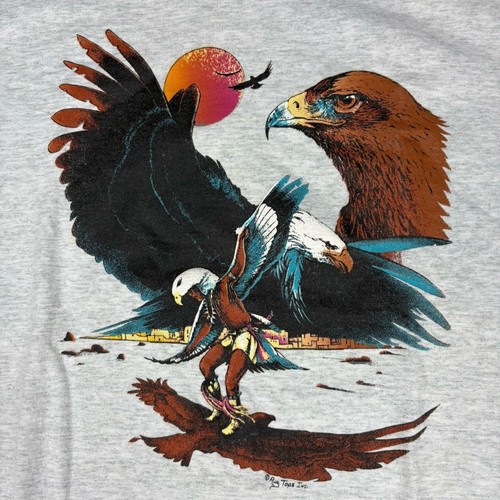 Vintage 90s Four Corners USA Single Stitch Native Eagle T-Shirt Small Deadstock