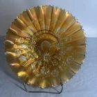 Vintage Carnival Northwood Marigold “Good Luck” Pie Crust Edge Bowl