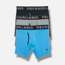 Polo Ralph Lauren Men Blue 4D-Flex Microfiber 3-Pack Boxer Briefs Underwear Sz S