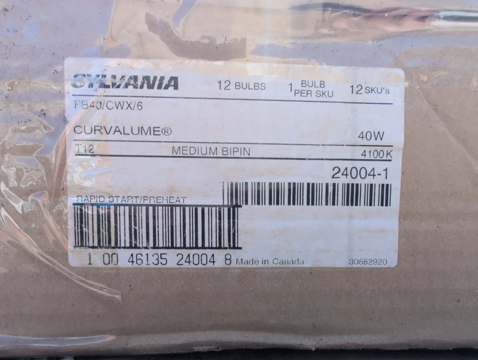 Sylvania 40w U-Shaped FB40 T12 4100k Cool White G13 Fluorescent Tube CASE OF 12 - Image 2 of 3