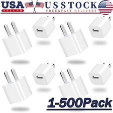 White 1A USB Power Adapter AC Home Wall Charger US Plug FOR iPhone 5 6 7 8 Lot