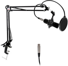Microphone Boom Arm Stand - Adjustable Scissor Mic Arm with Desk Clamp, Metal Sh