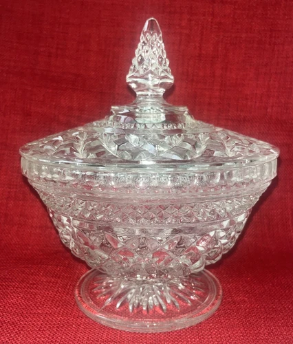 Vintage Wexford Anchor Hocking Pedestal Candy Dish Compote Lidded 7.5” Tall