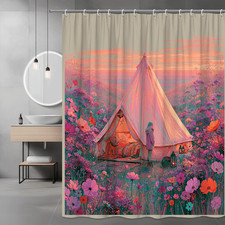 Boho Floral Tent Sunset Shower Curtain