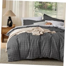 Bedsure Duvet Cover Queen Size - Queen 90"x90" 12 - Dark Grey No Comforter