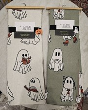 Goblin and Ghoul Halloween Sage Green Skating Ghost Blanket reading book blank