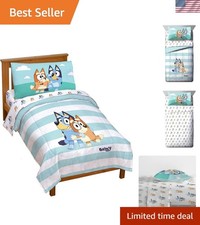 Official Bluey  Bingo 4-Piece Bedding Set - Super Soft Microfiber Comfort 