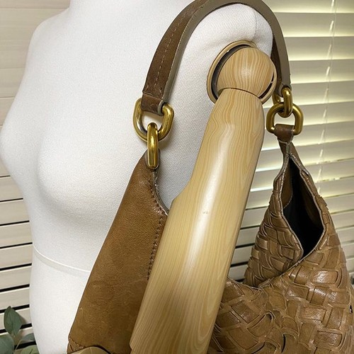 Miu Miu Woven Leather Fringe Hobo Shoulder Bag Brown 12345 125844264 - Picture 5 of 6