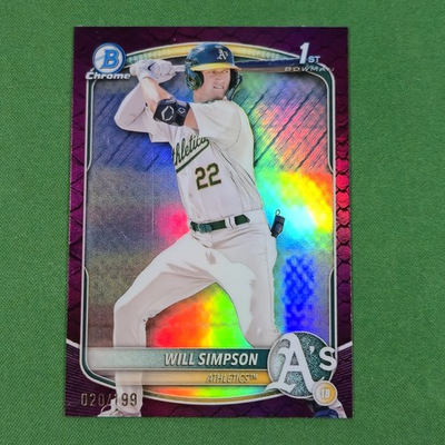 #ad 2025 Bowman Will Simpson 1st Chrome Fuchsia Reptilian #020 199 Athletics BCP 35 $8.75