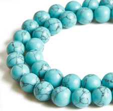 100Pcs 10Mm Blue Turquoise Beads Natural Gemstone Beads round Loose Beads for Cr