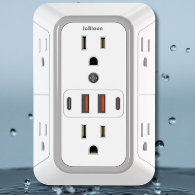 6 Outlet Extender Surge Protector Multi Plug Wall Adapter USB Charger Ports with