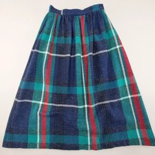 Vintage 70s College Town Plaid Midi Skirt Prep Retro School Girl XXS Academia