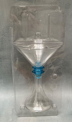 Bombay Sapphire Gin 2003 Holiday Martini Glass Hollow Stem Blue Rings