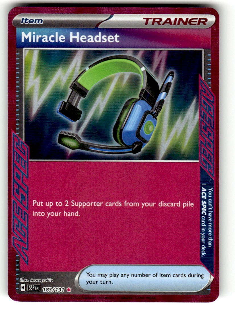 Pokemon TCG SV08: Surging Sparks #183/191 Miracle Headset NM