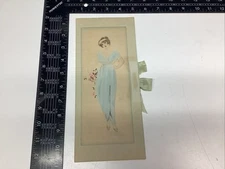 P1-5 Art Paper Etching Print Photogravure Color Fold Card Velvet Ribbon Flowers