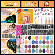 Glitter Tattoo Kit - 31 Colors, 6 Glitter Pens, 3 Glue, Safe  Washable for Kids