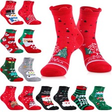 12 Pairs Christmas Socks Gift Bulk Women Men Adult Holiday Festival Novelty