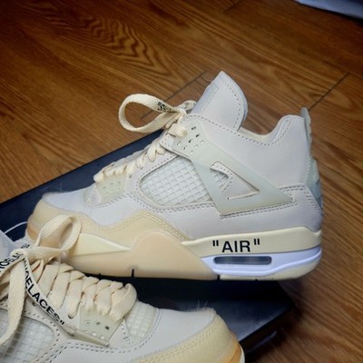Nike Air Jordan 4 Retro x Off-White Sail CV9388-100 Women's Size 5